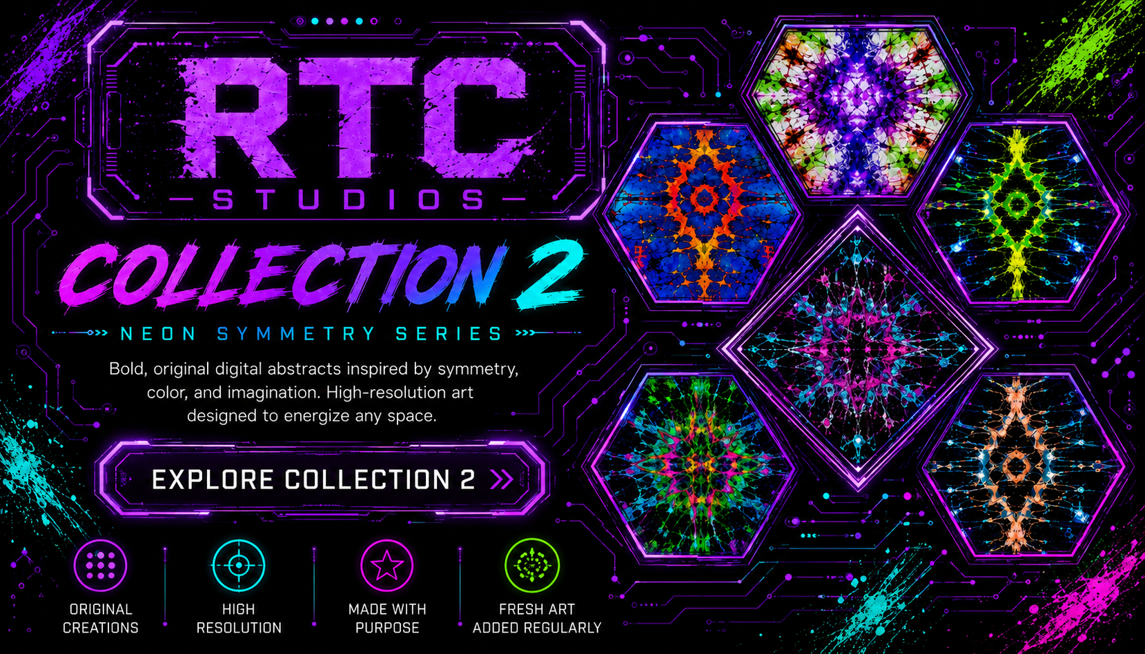 Expanded preview of Collection 2's mirrored digital abstract composition