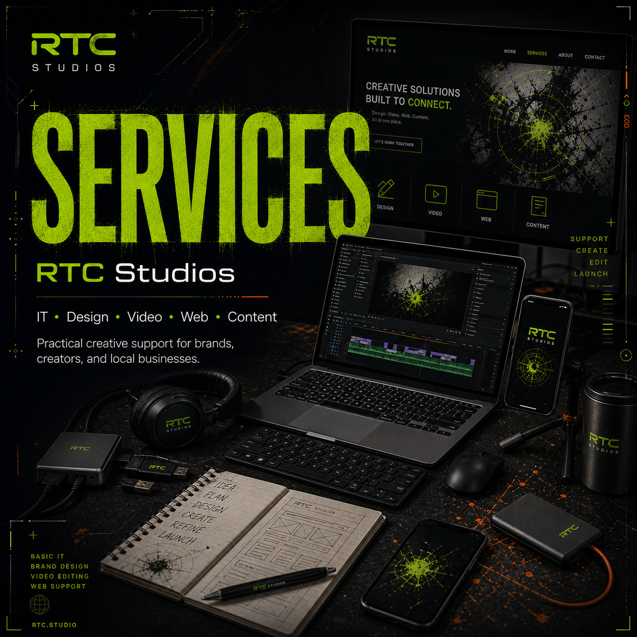RTC Studios branded Services section preview