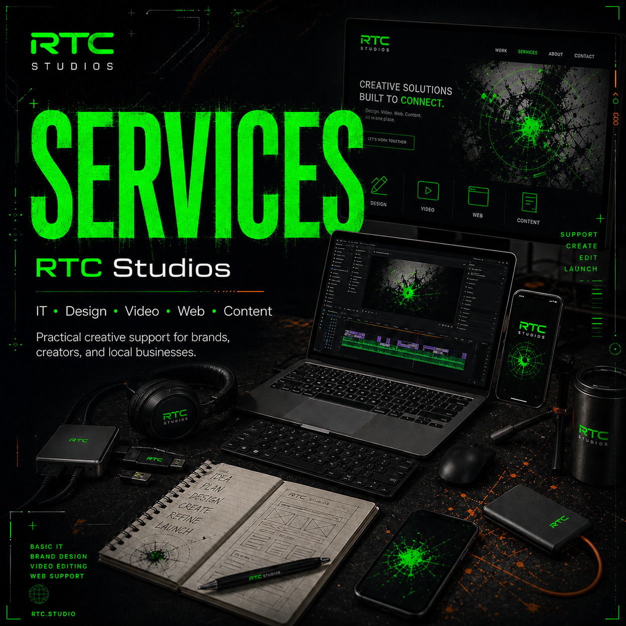 RTC Studios branded Services section preview