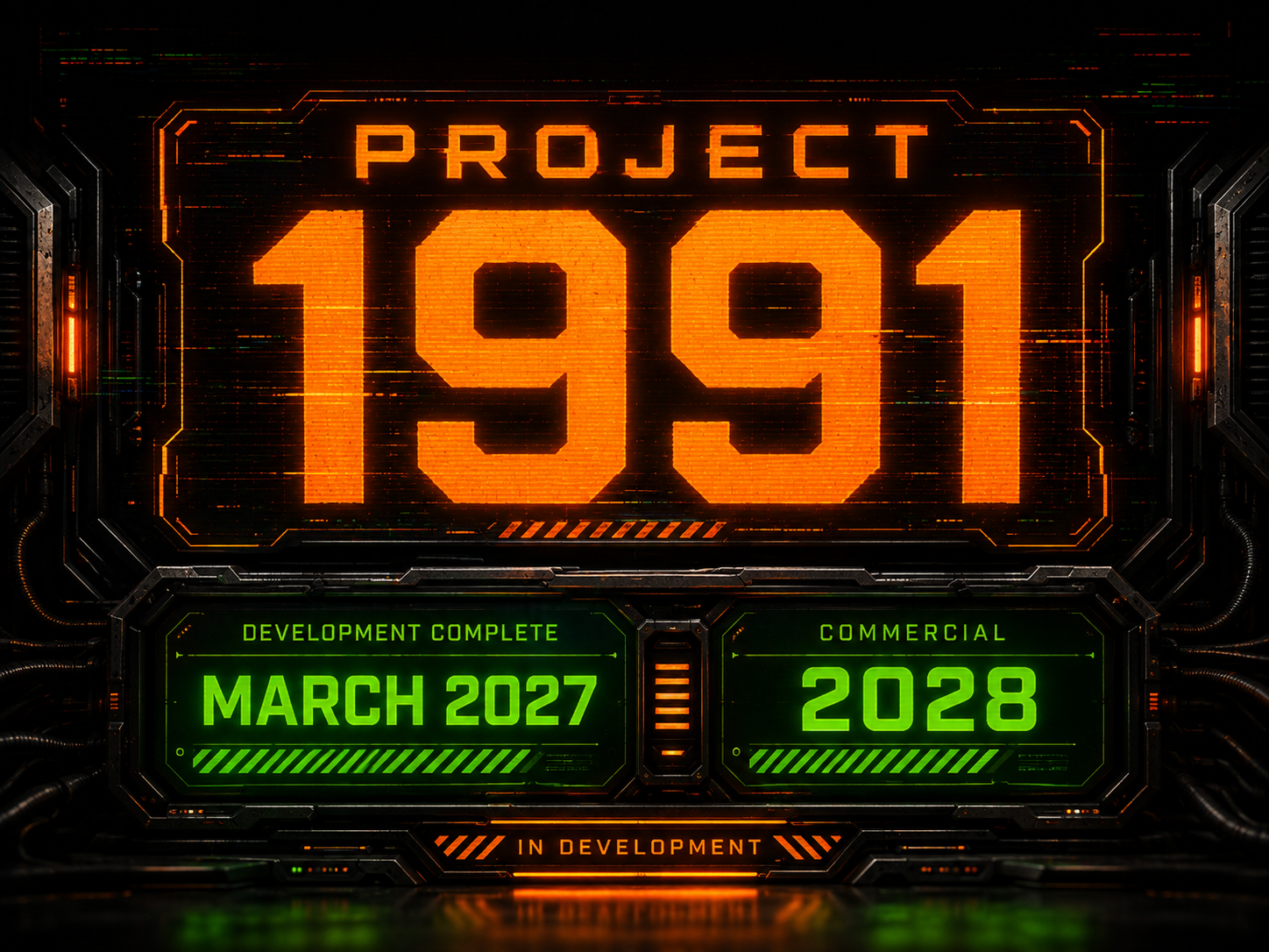 Project 1991 development timeline — development complete March 2027, commercial release 2028