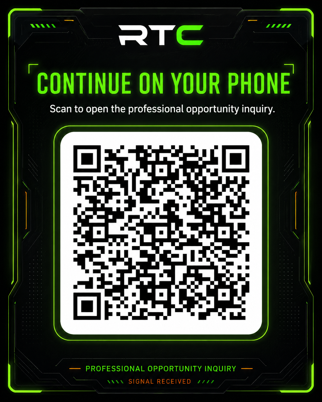 QR code for the SIGNAL RECEIVED professional opportunity inquiry