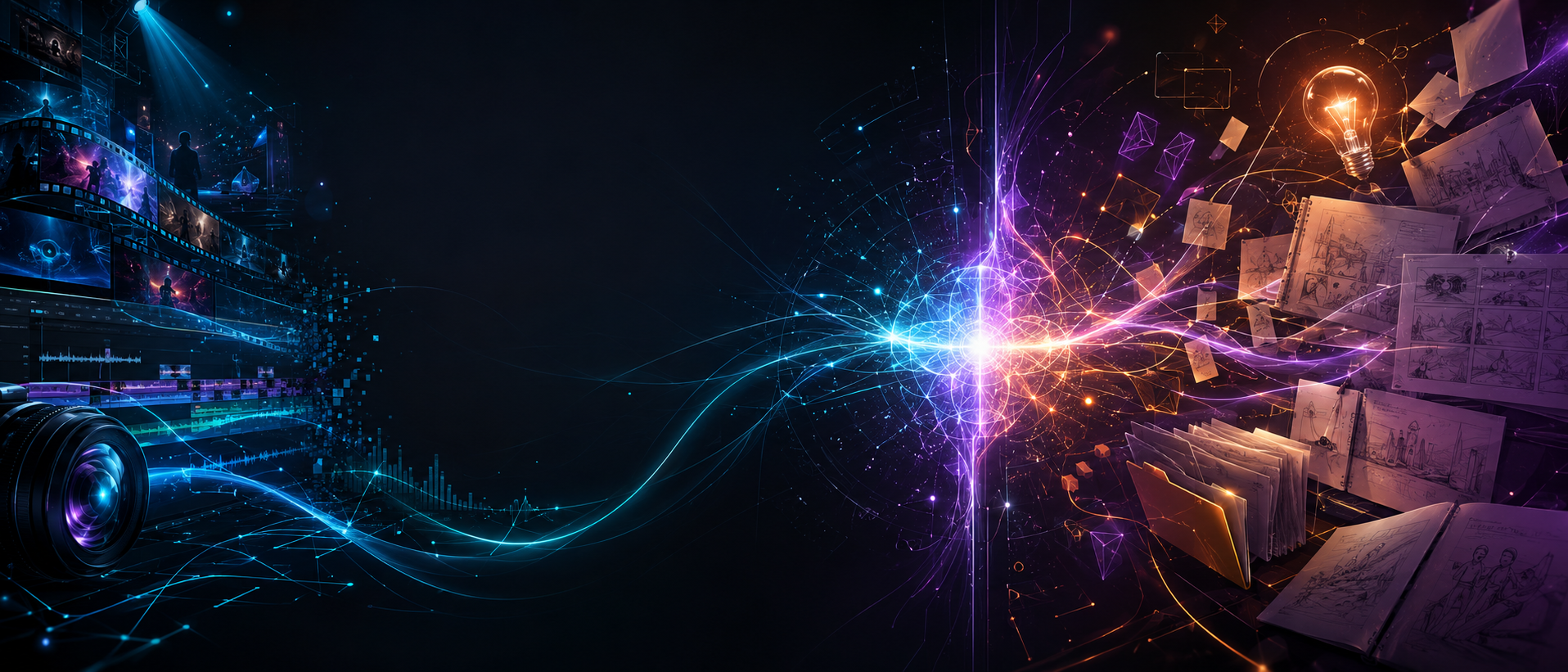 Two creative worlds converging through a bright shared signal