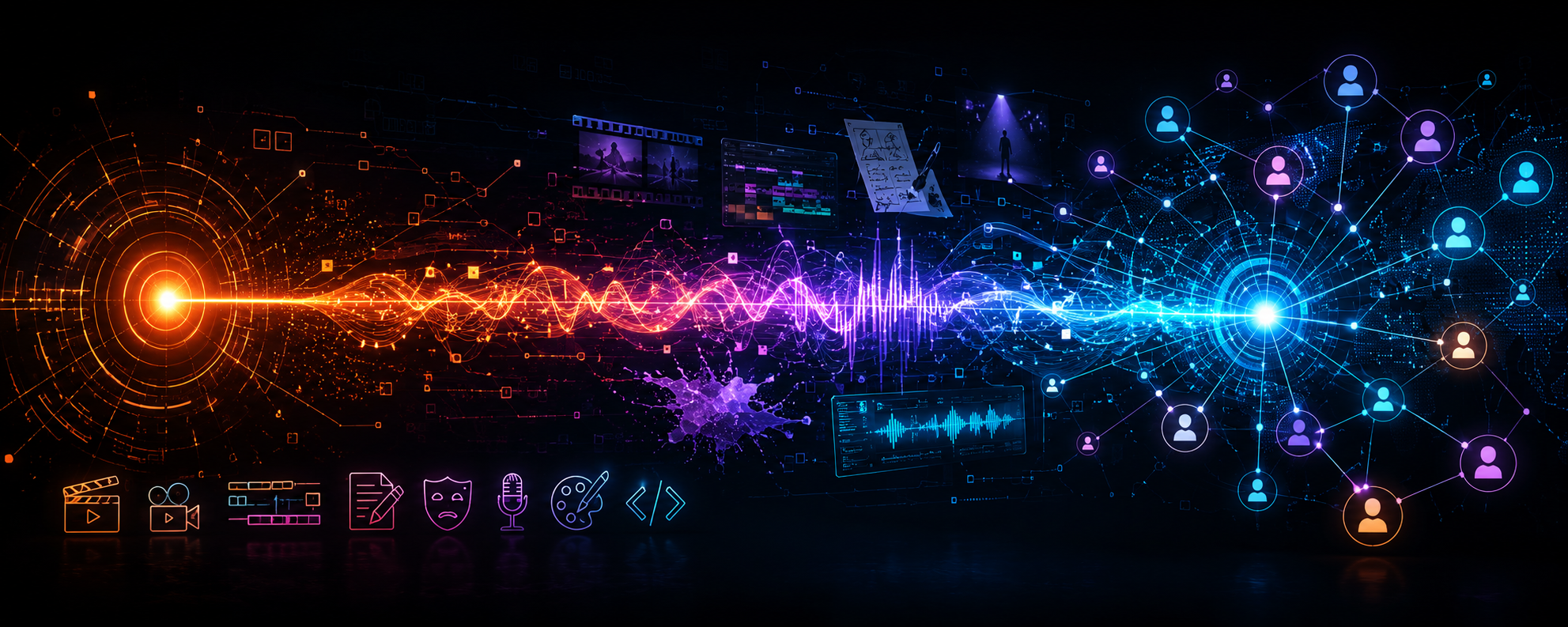 A luminous signal traveling outward toward a new connection